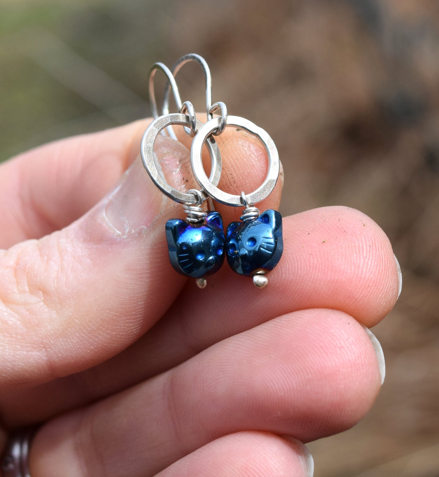Titanium outlet cat earrings
