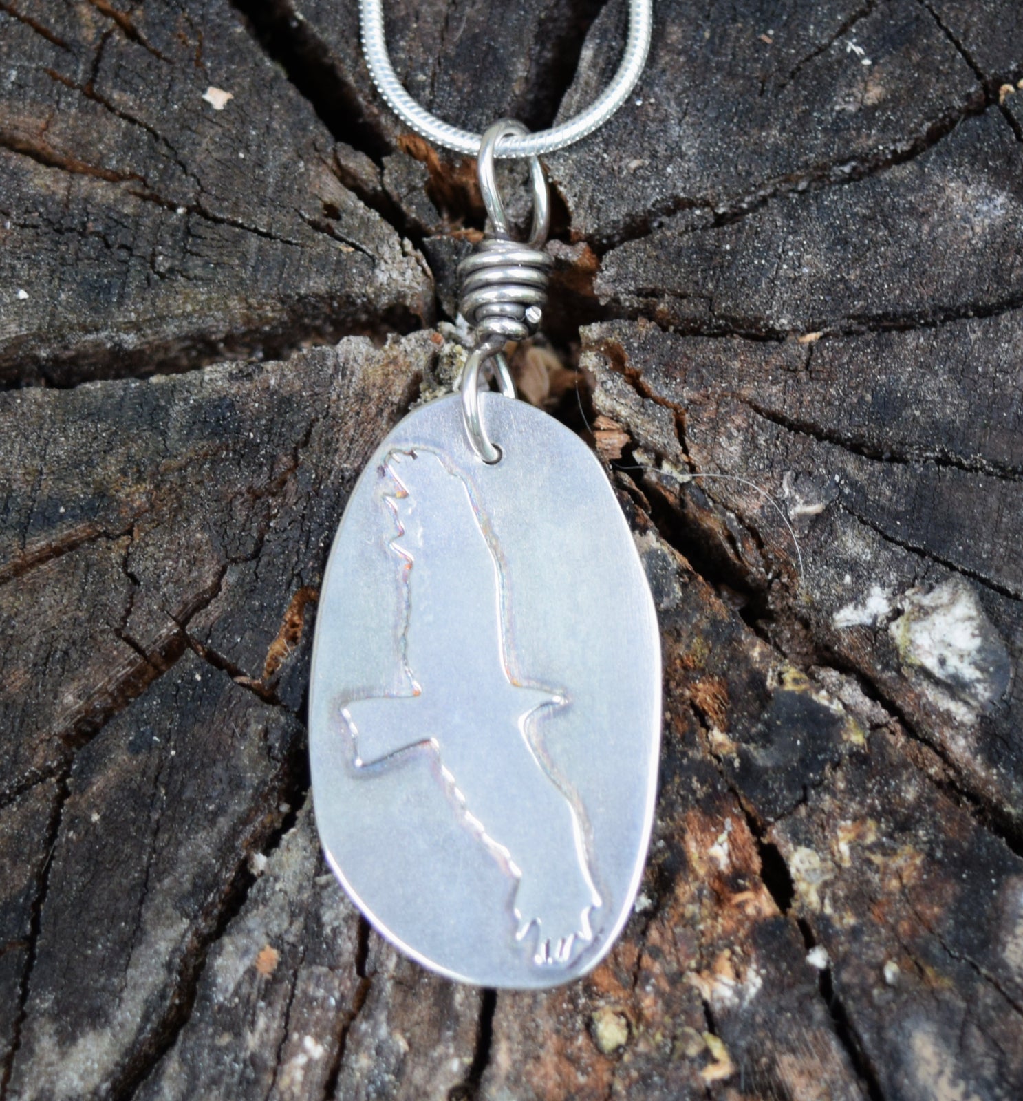 Flying Hawk Silhouette Pendant Sleepy Cat Jewelry